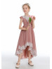 Ivory Lace Dusty Rose Chiffon High Low Junior Bridesmaid Dress